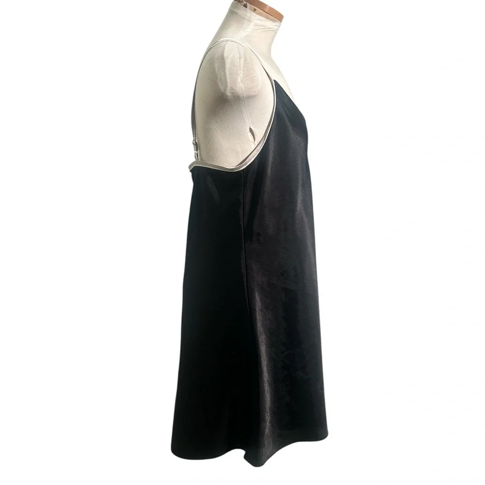 Jones New York Vintage Black Satin with White Straps Slip Dress Size Large - Picture 2 of 7